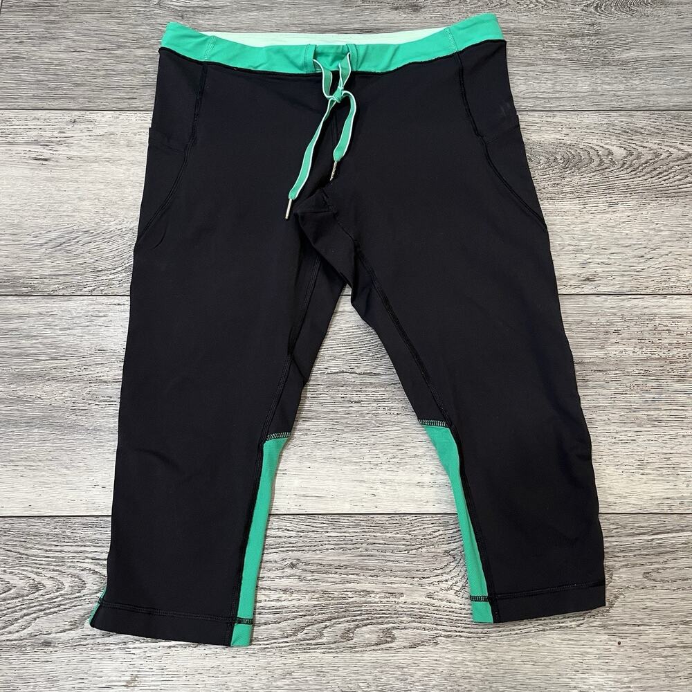 Lululemon Leggings Womens Size 10 Wunder Under Crop Athleisure Tight Green Black